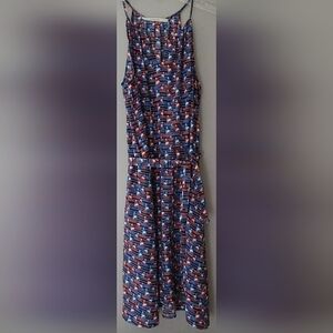 41 Hawthorn Nautical Spaghetti Strap Red White & Blue Belted‎ Summer Dress...